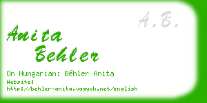 anita behler business card